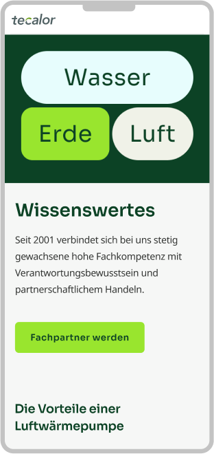 Tecalor app interface showing heat source options